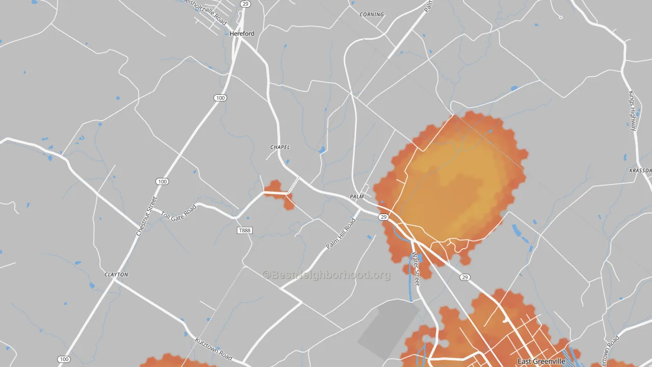 Bike Grade map of 18070, PA