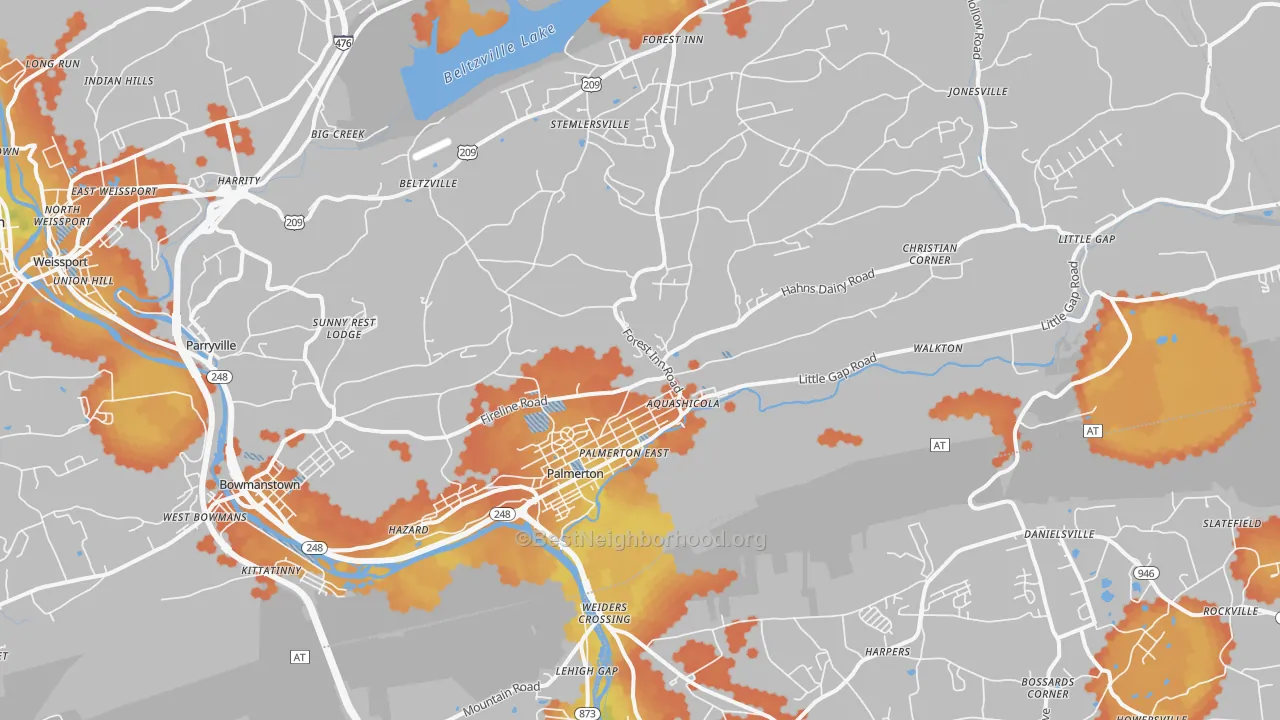 Bike Grade map of 18071, PA