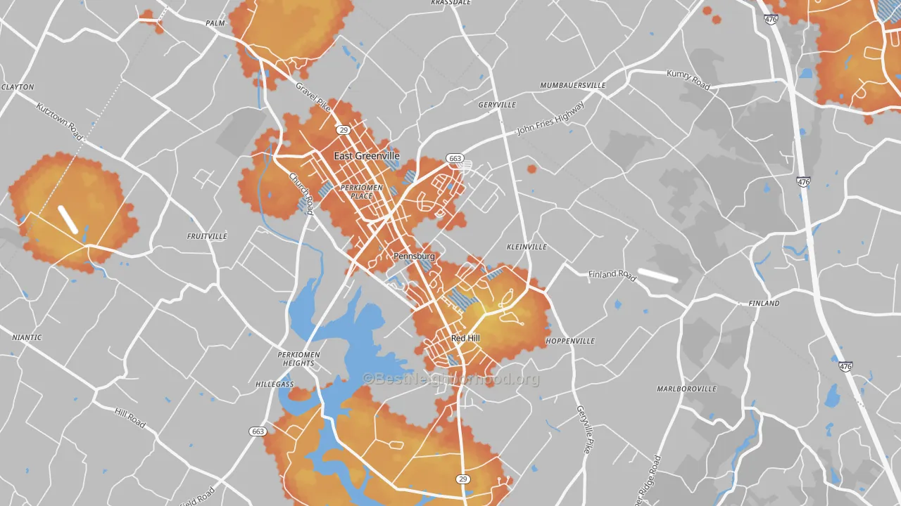 Bike Grade map of 18073, PA