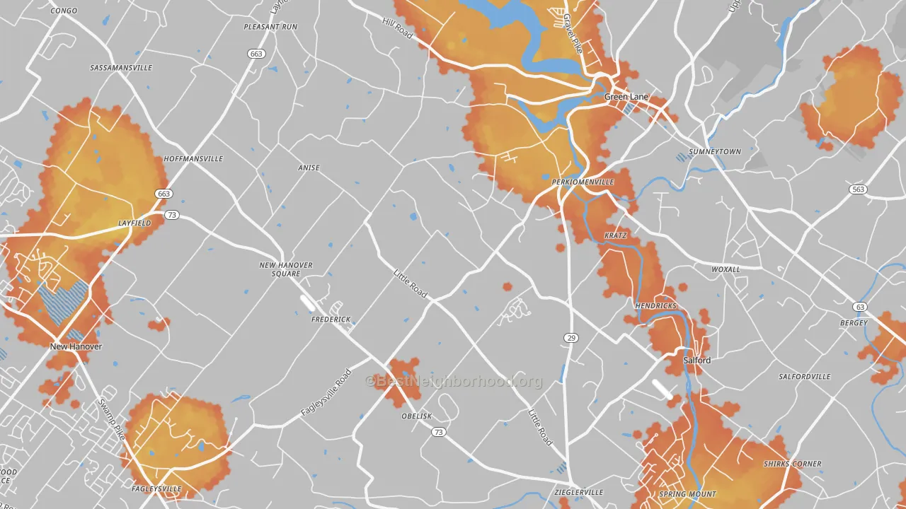 Bike Grade map of 18074, PA