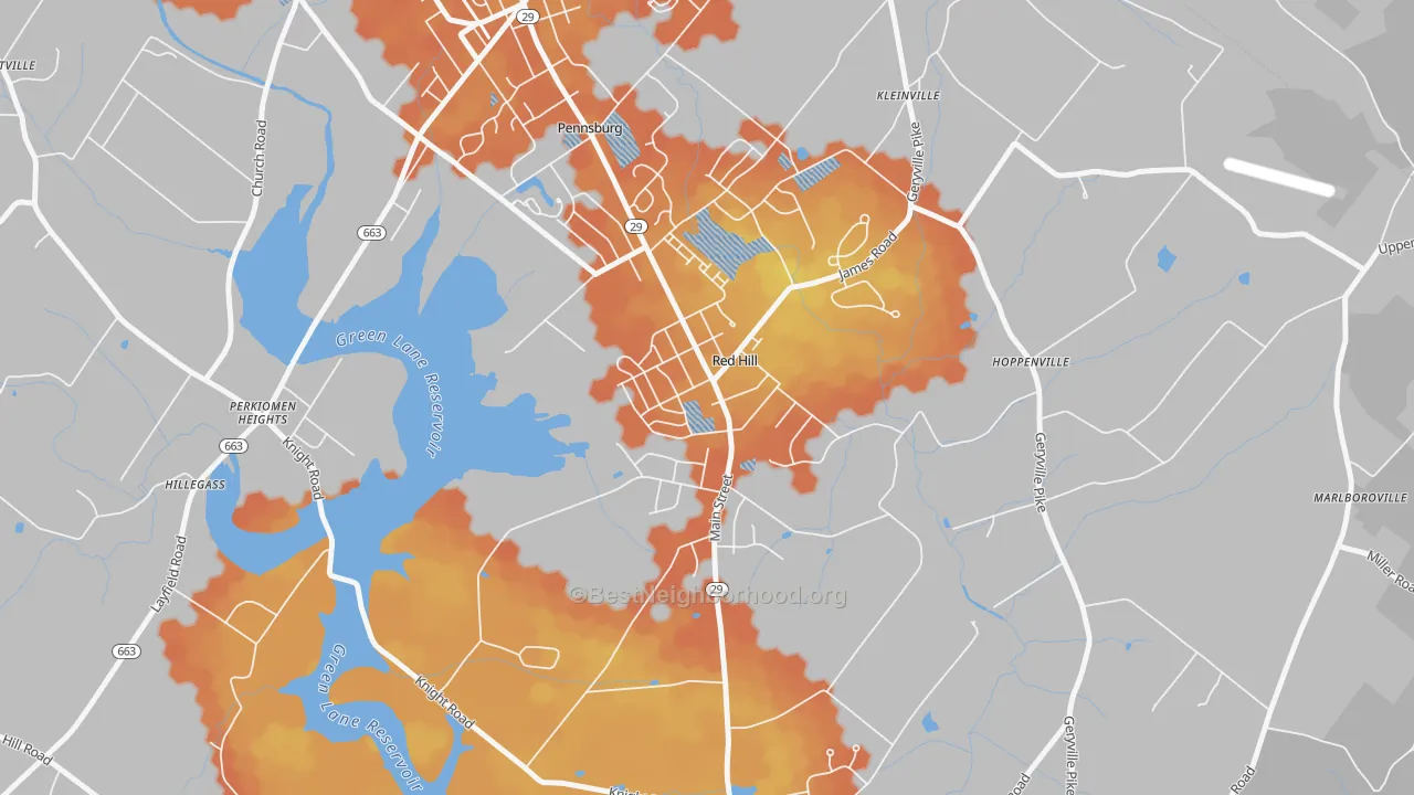 Bike Grade map of 18076, PA