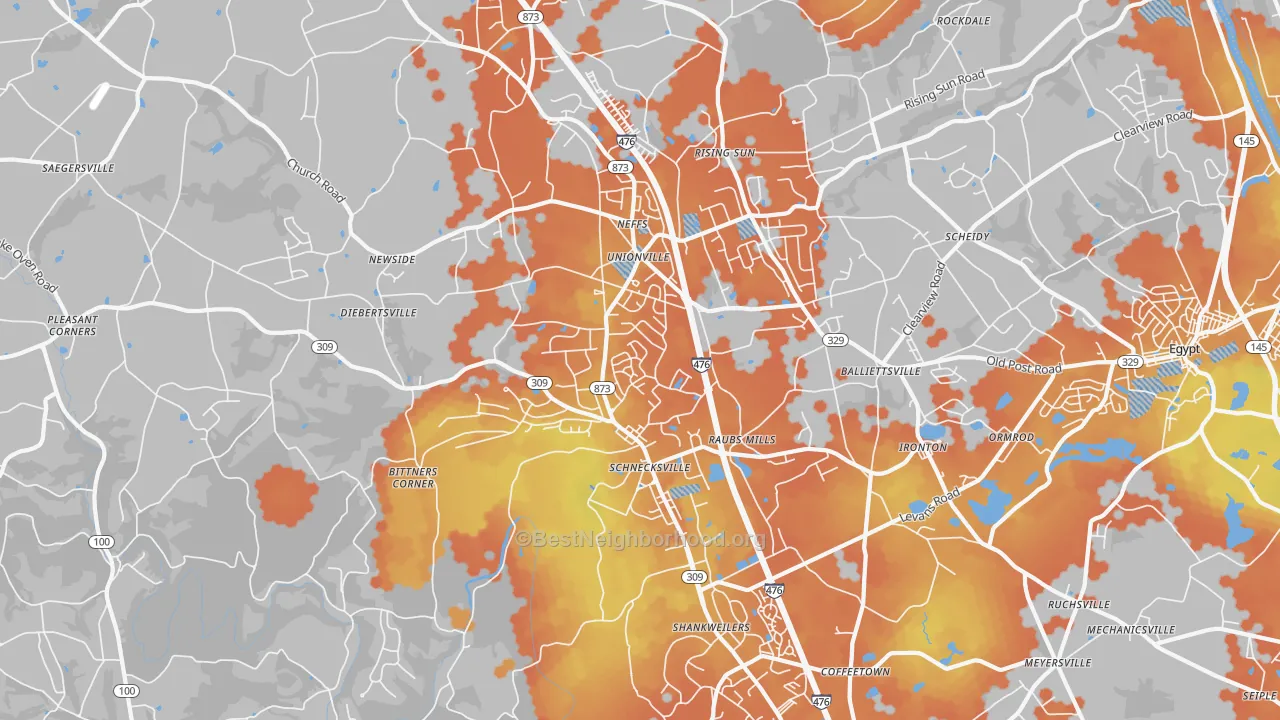 Bike Grade map of 18078, PA