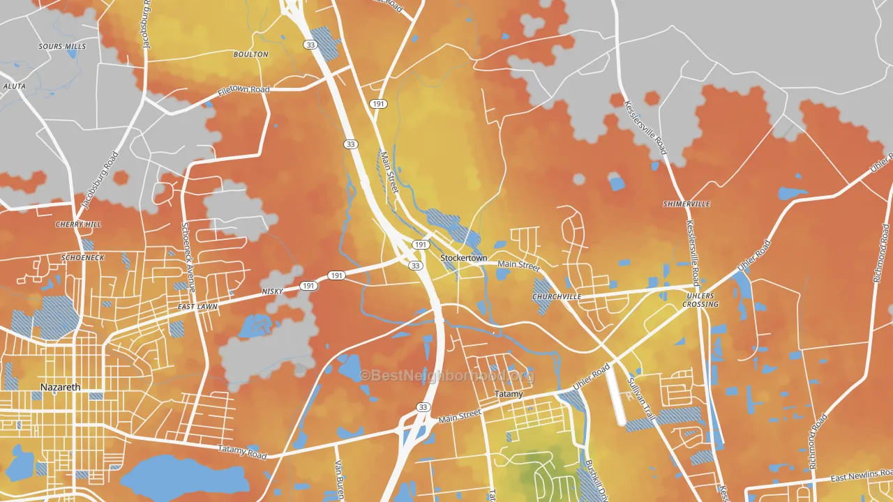 Bike Grade map of 18083, PA