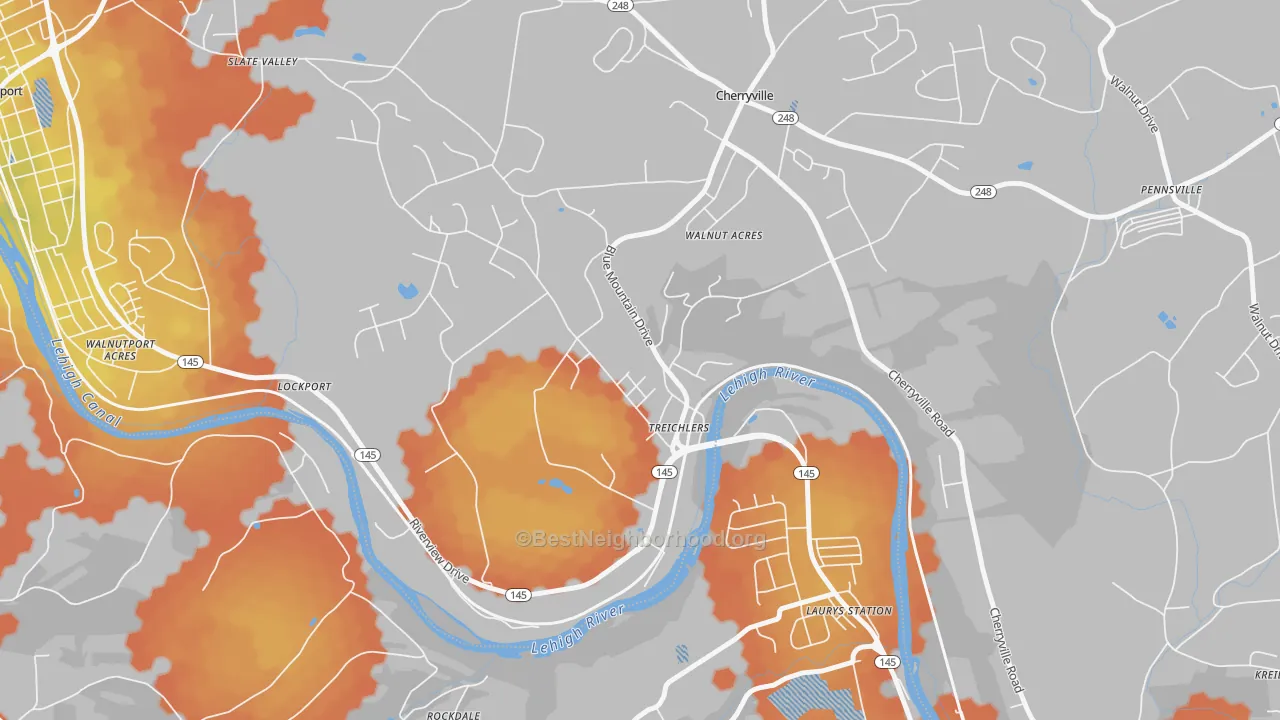 Bike Grade map of 18086, PA