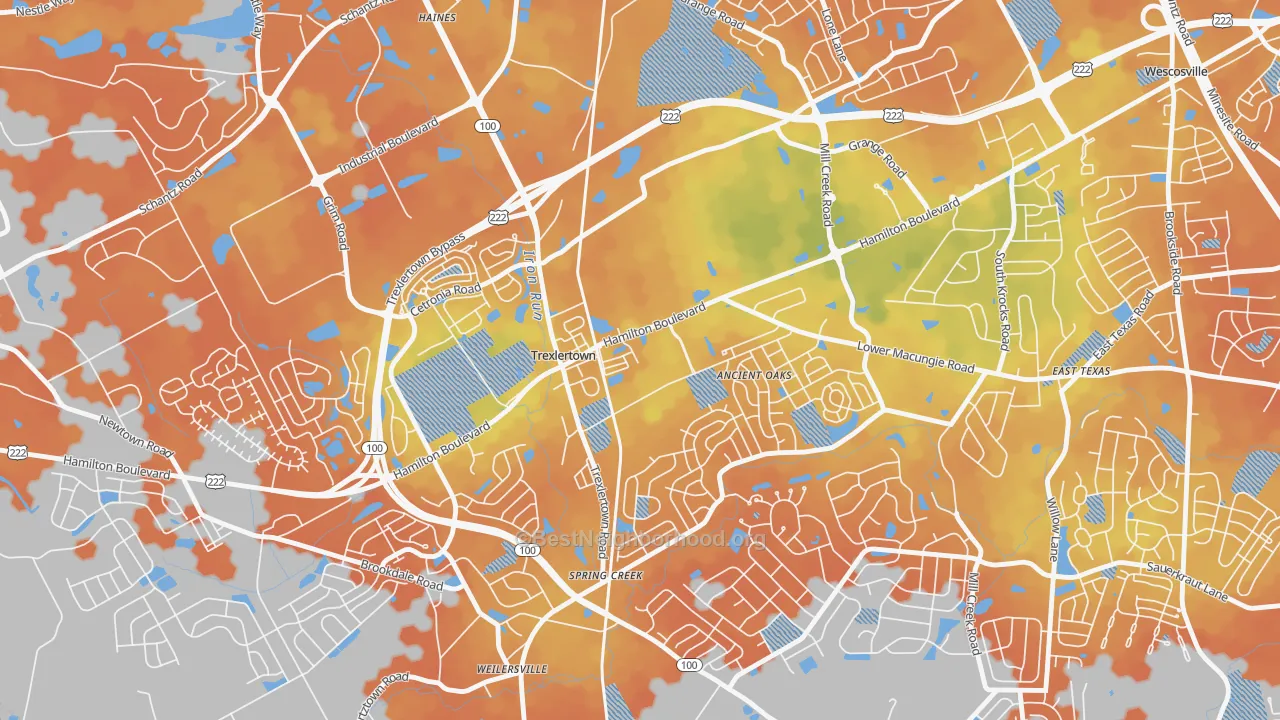 Bike Grade map of 18087, PA