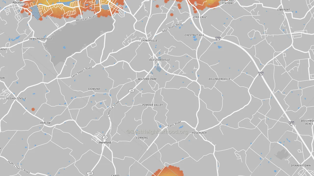 Bike Grade map of 18092, PA