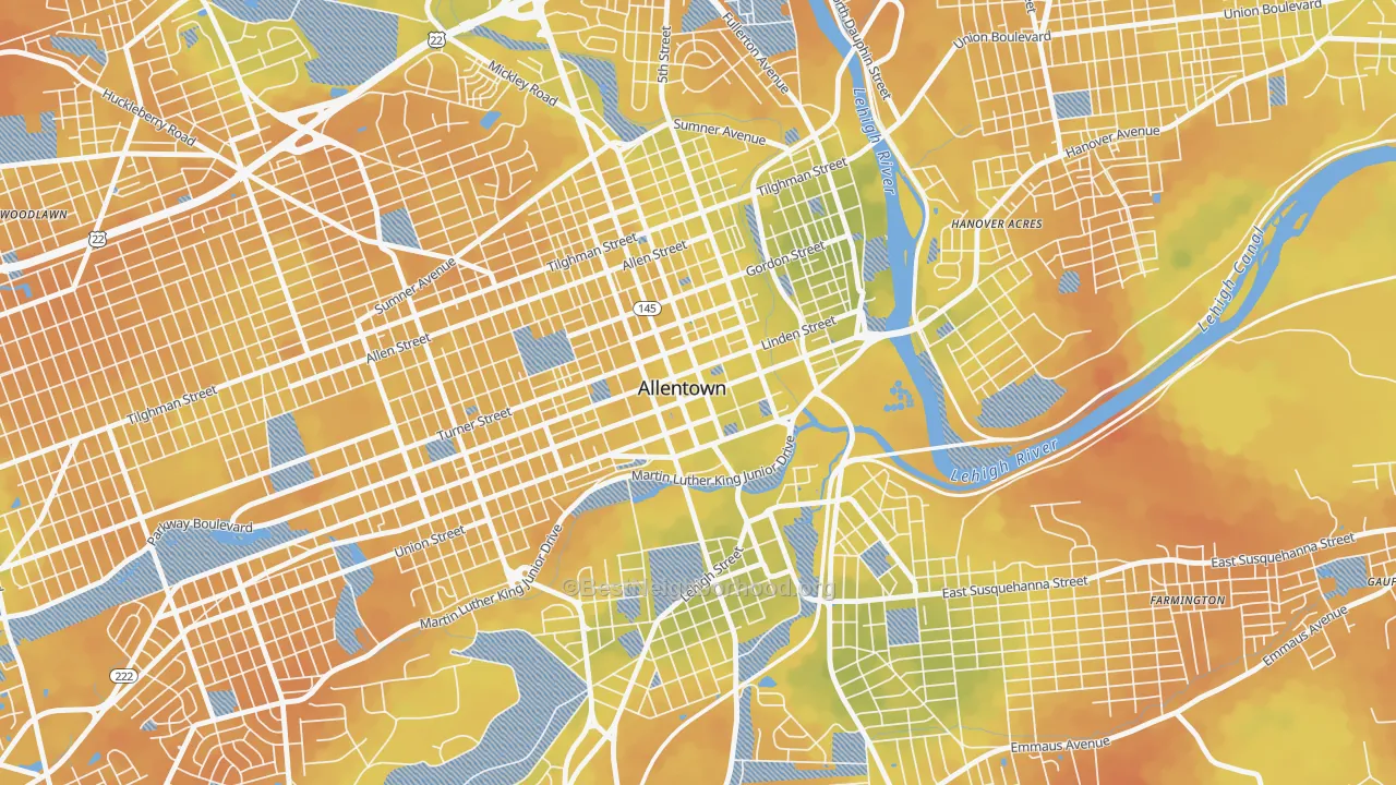 Bike Grade map of 18101, PA