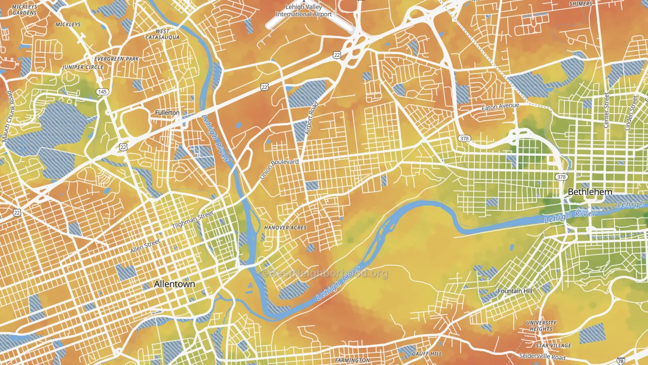 Bike Grade map of 18109, PA