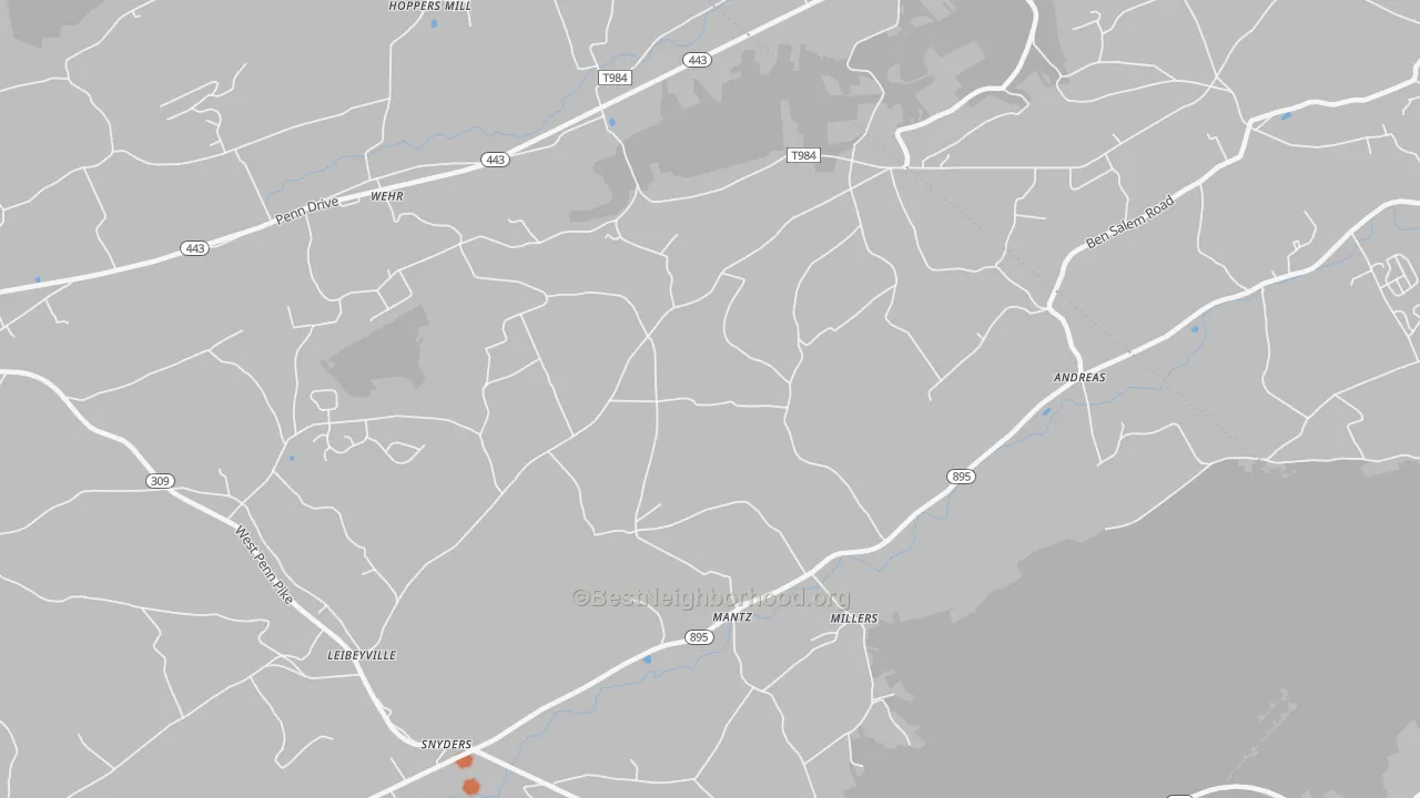 Bike Grade map of 18211, PA