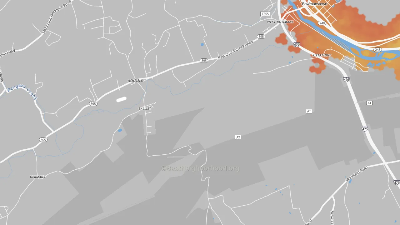 Bike Grade map of 18212, PA