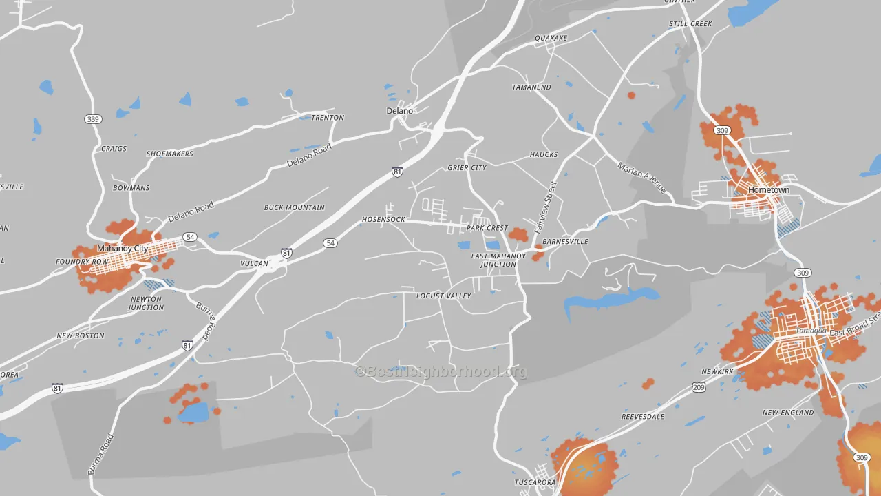 Bike Grade map of 18214, PA