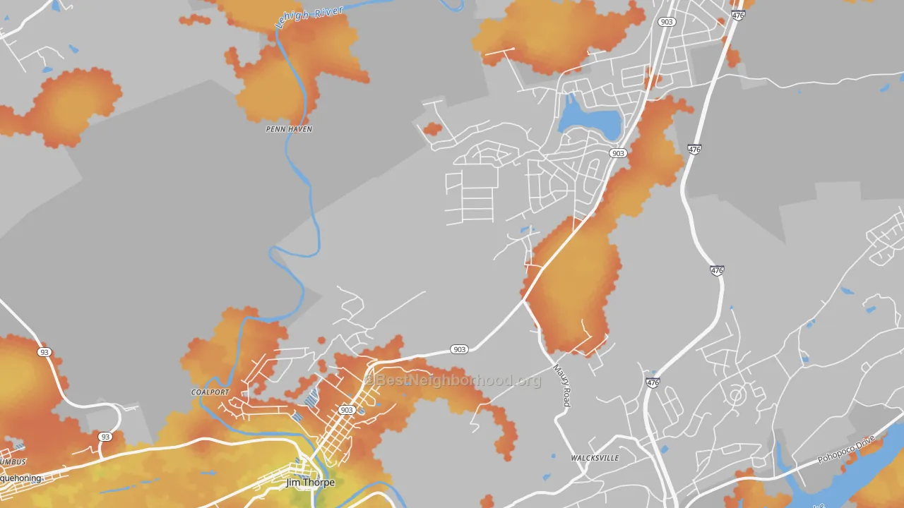 Bike Grade map of 18229, PA
