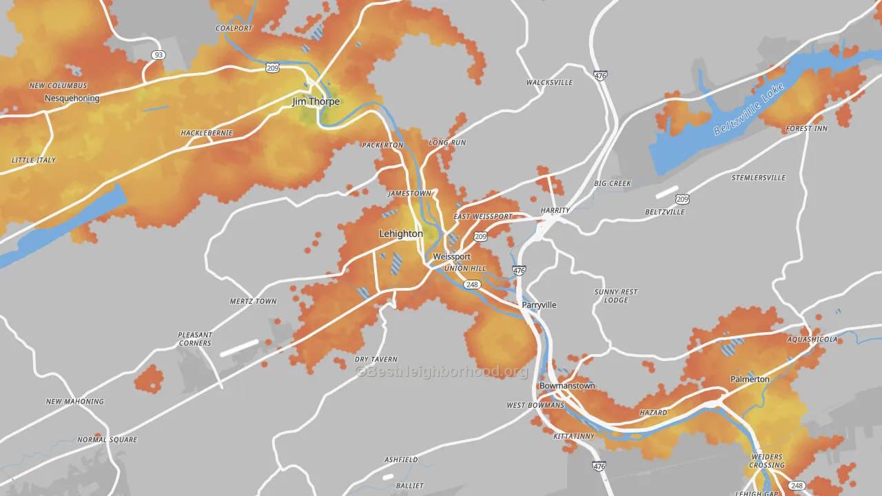 Bike Grade map of 18235, PA