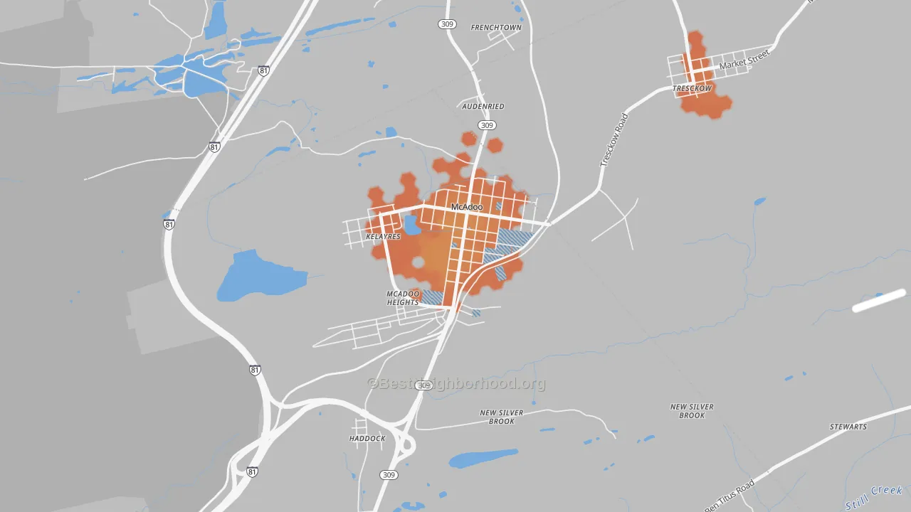 Bike Grade map of 18237, PA