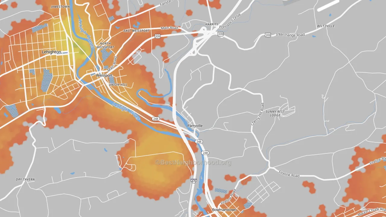 Bike Grade map of 18244, PA