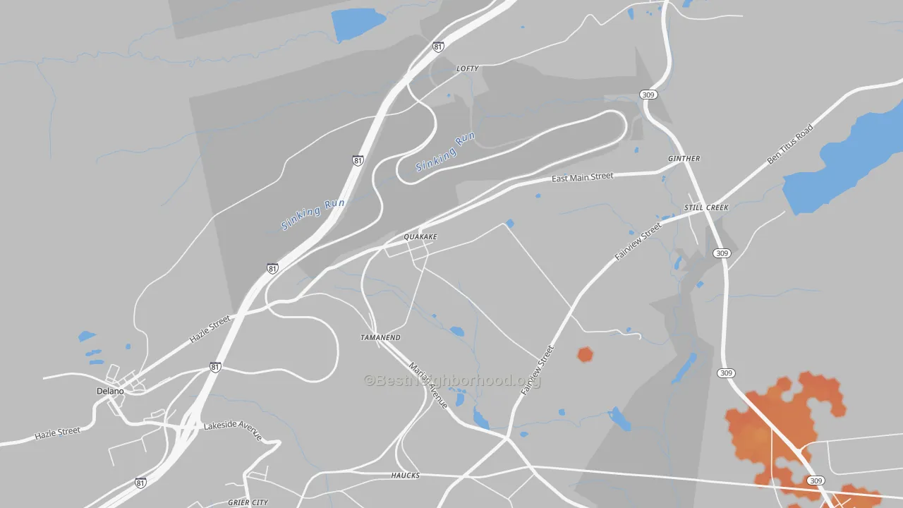 Bike Grade map of 18245, PA