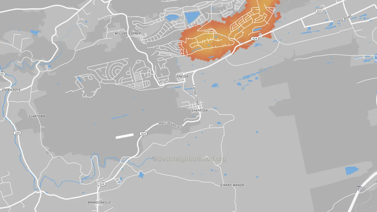 Bike Grade map of 18248, PA