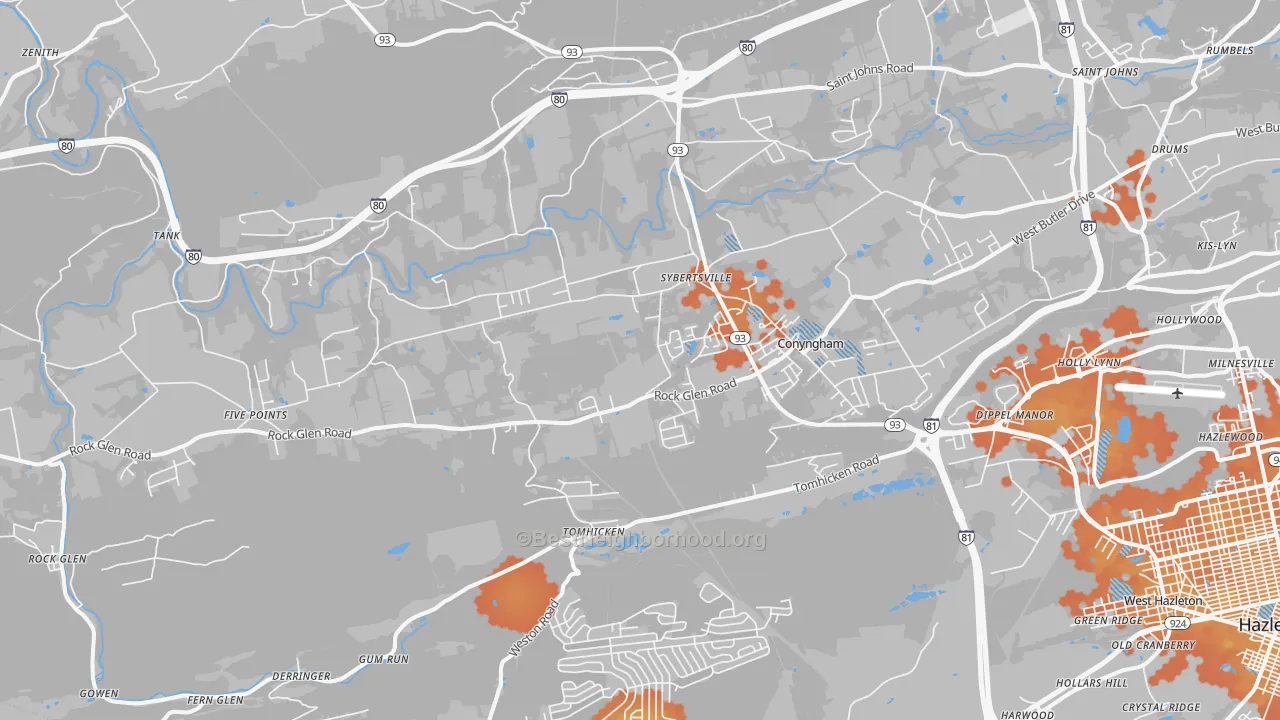 Bike Grade map of 18249, PA