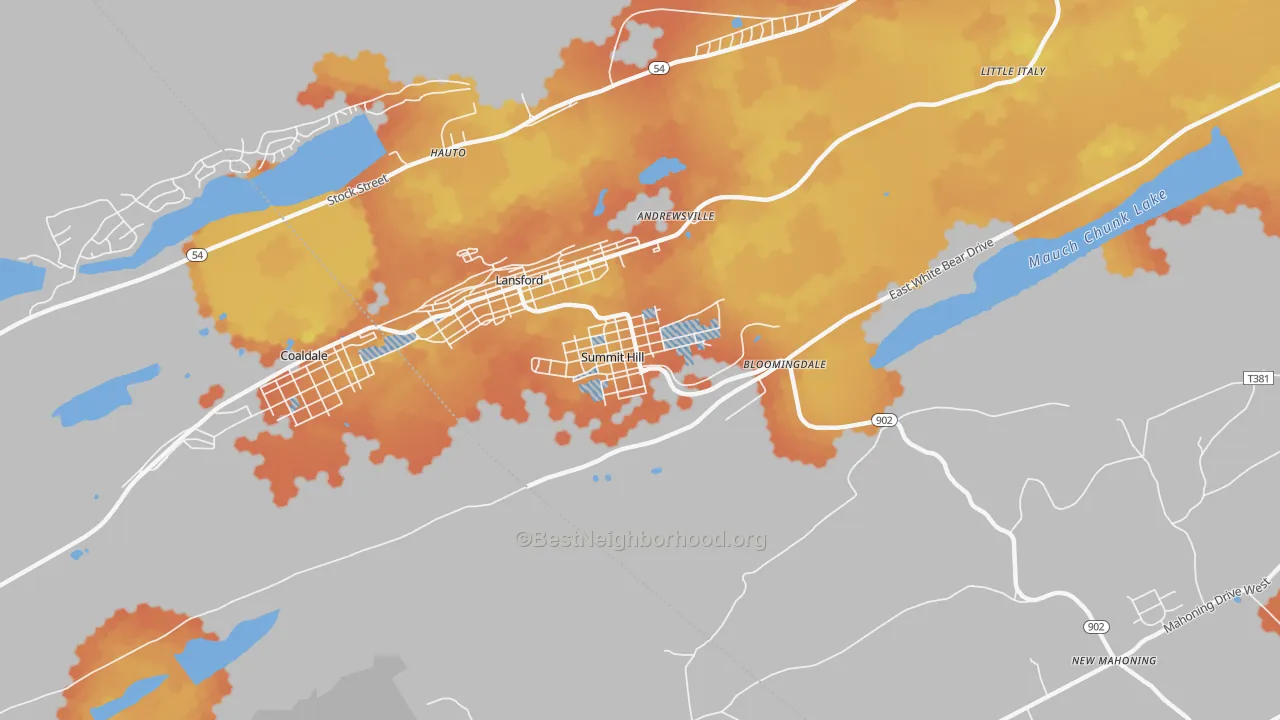 Bike Grade map of 18250, PA