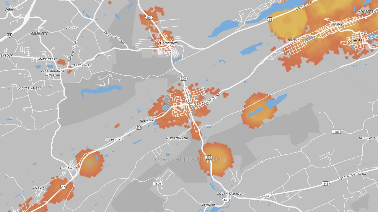 Bike Grade map of 18252, PA