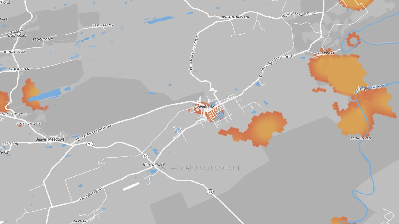Bike Grade map of 18255, PA