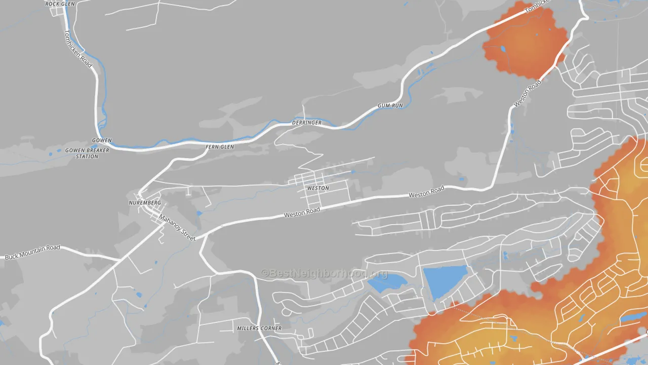 Bike Grade map of 18256, PA