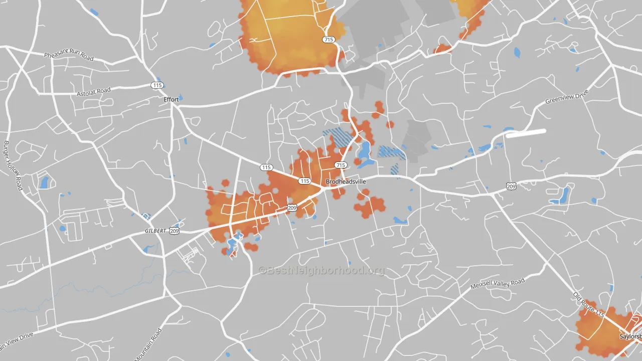 Bike Grade map of 18322, PA