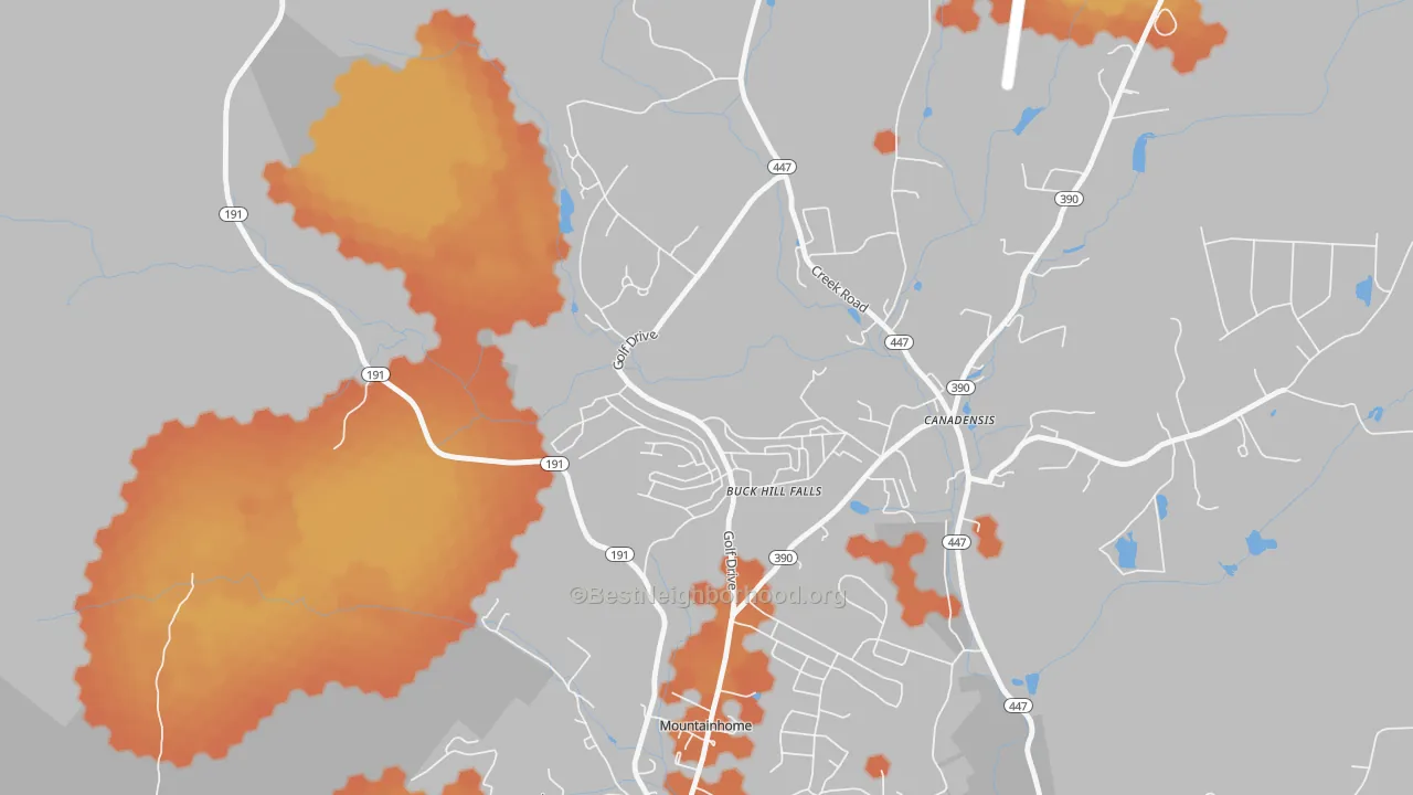 Bike Grade map of 18323, PA