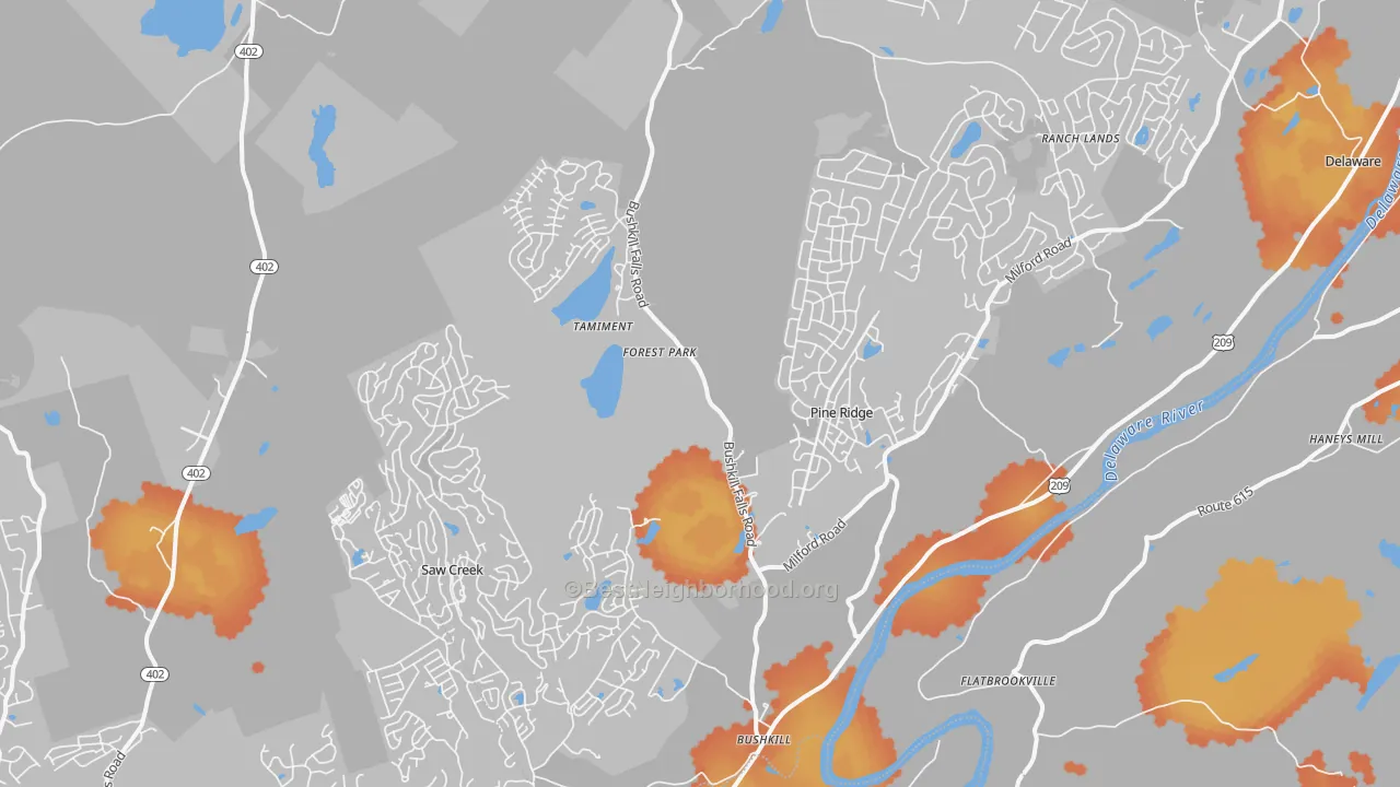 Bike Grade map of 18324, PA