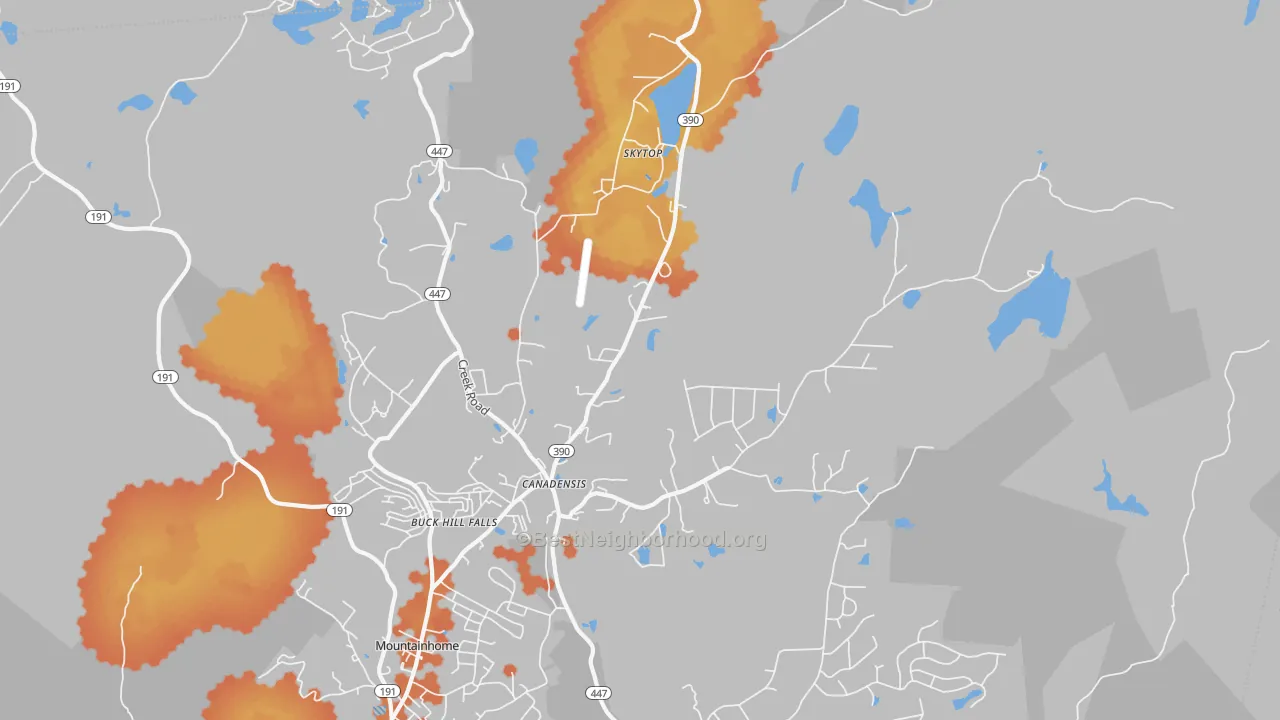 Bike Grade map of 18325, PA