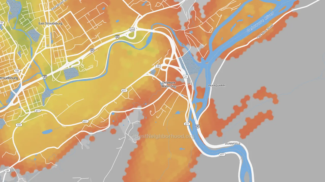 Bike Grade map of 18327, PA