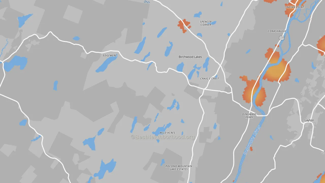 Bike Grade map of 18328, PA