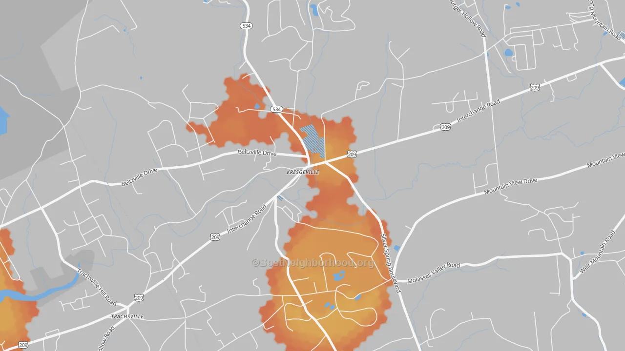 Bike Grade map of 18333, PA