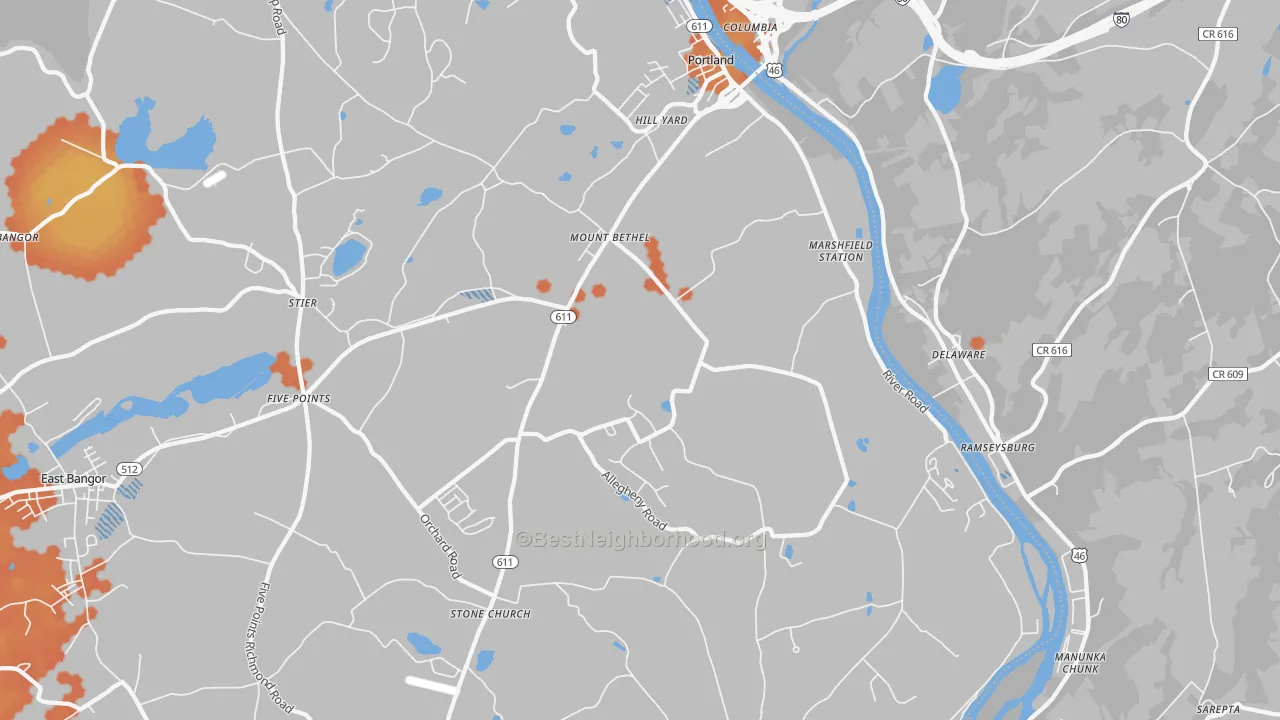 Bike Grade map of 18343, PA