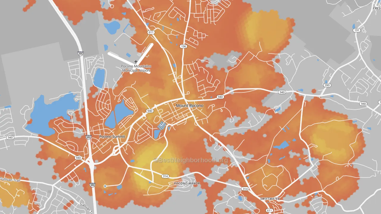 Bike Grade map of 18344, PA
