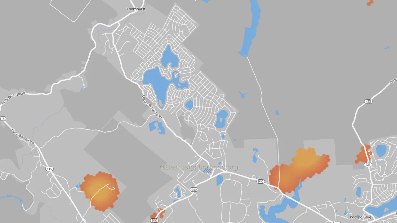 Bike Grade map of 18347, PA
