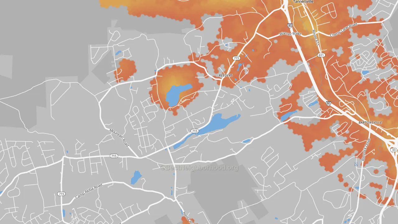 Bike Grade map of 18352, PA