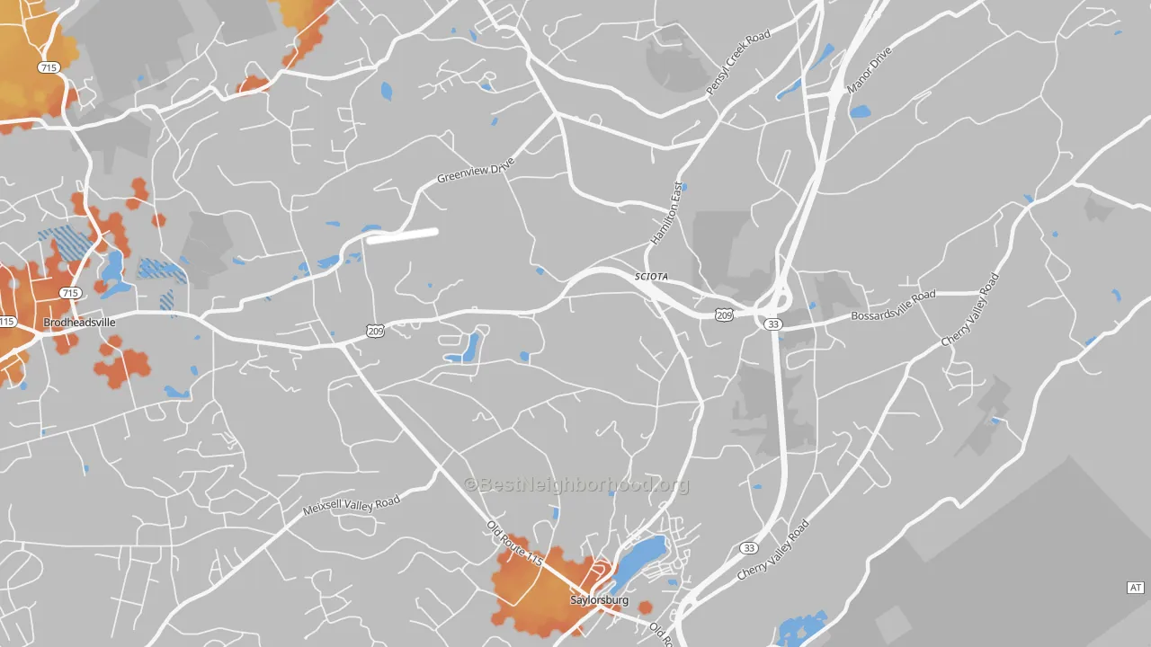 Bike Grade map of 18354, PA