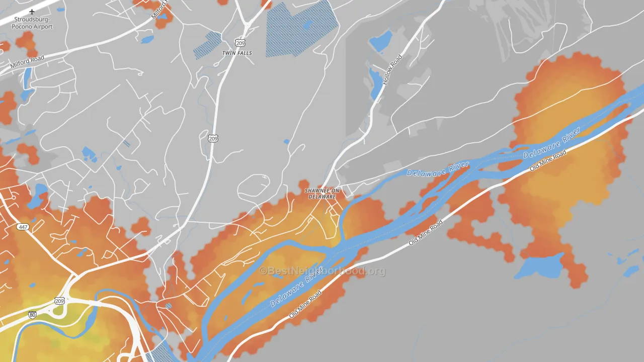 Bike Grade map of 18356, PA