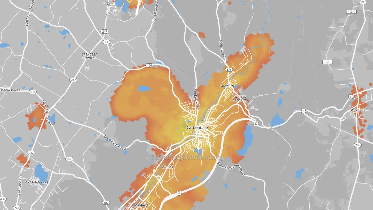 Bike Grade map of 18407, PA