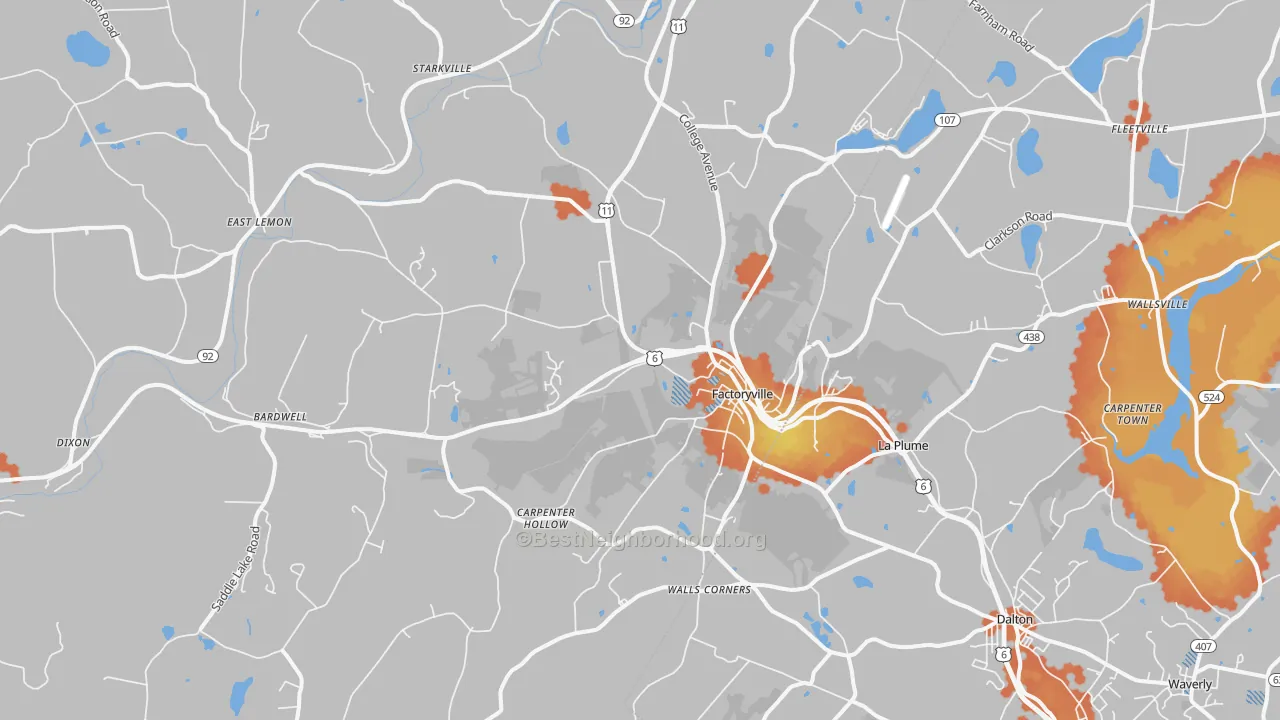 Bike Grade map of 18419, PA