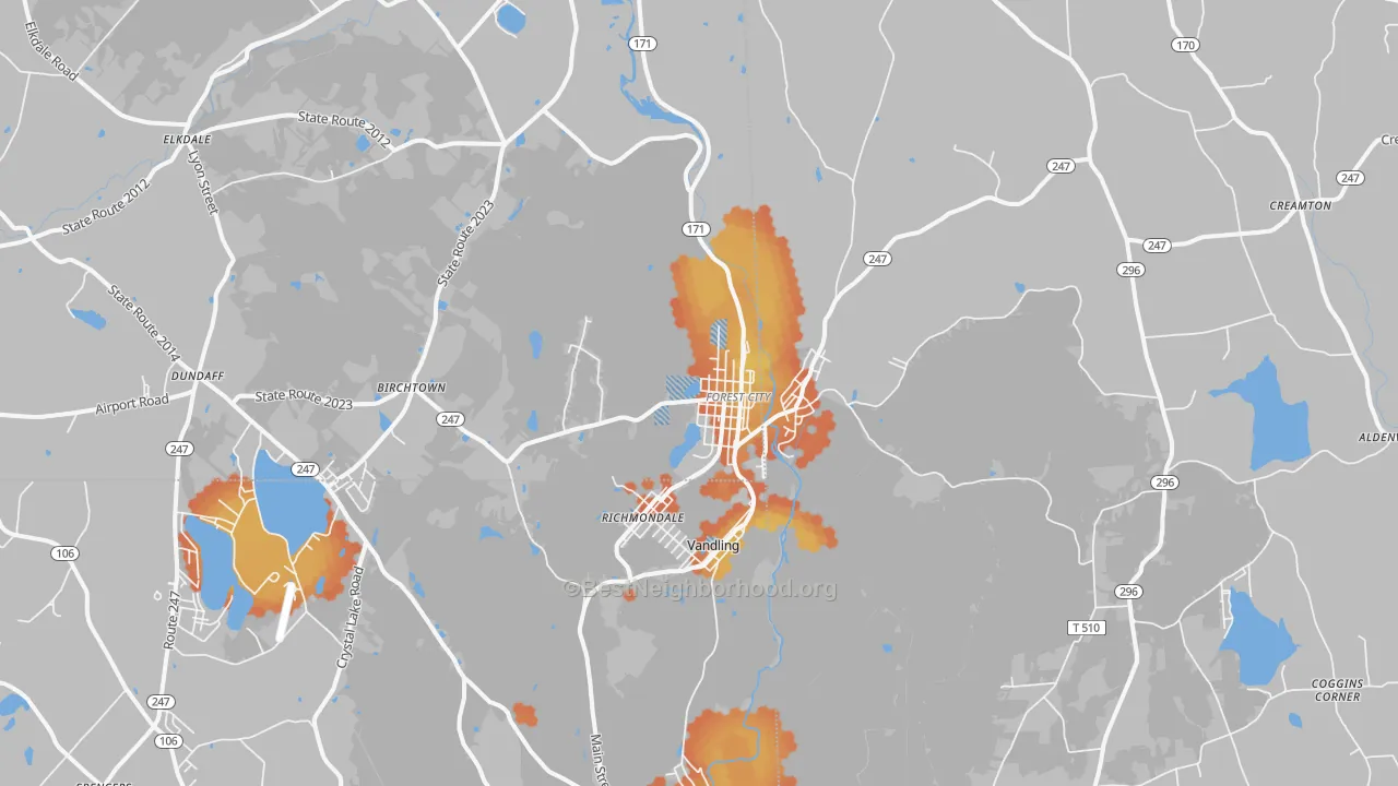 Bike Grade map of 18421, PA