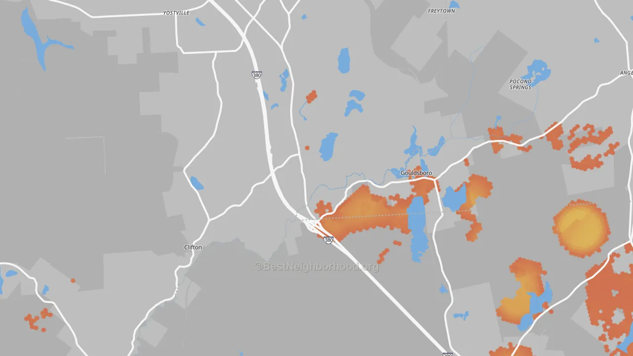 Bike Grade map of 18424, PA