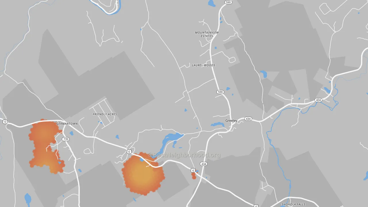 Bike Grade map of 18425, PA