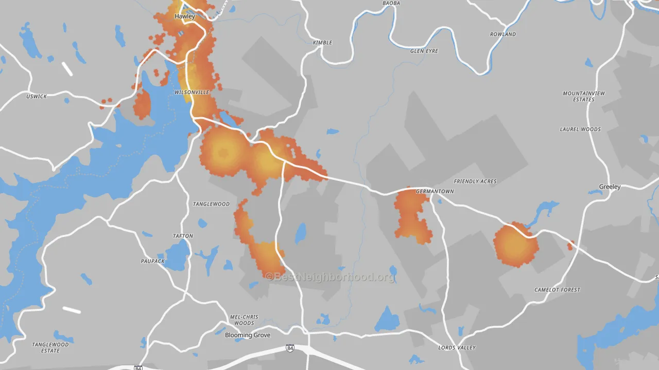 Bike Grade map of 18428, PA