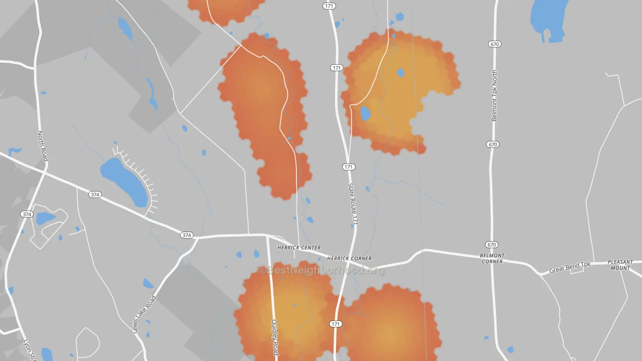Bike Grade map of 18430, PA