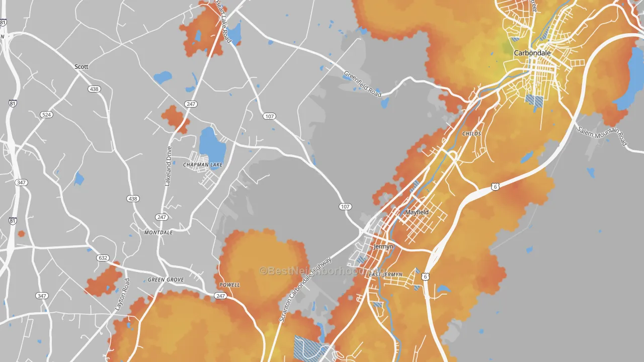 Bike Grade map of 18433, PA