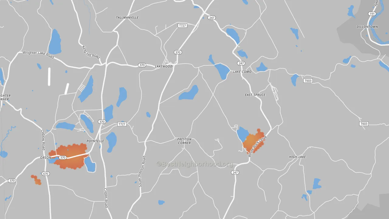 Bike Grade map of 18439, PA