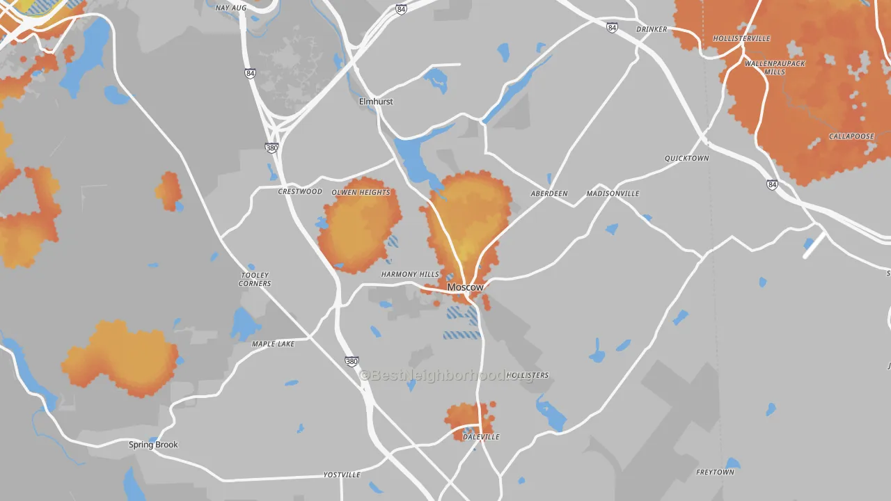 Bike Grade map of 18444, PA
