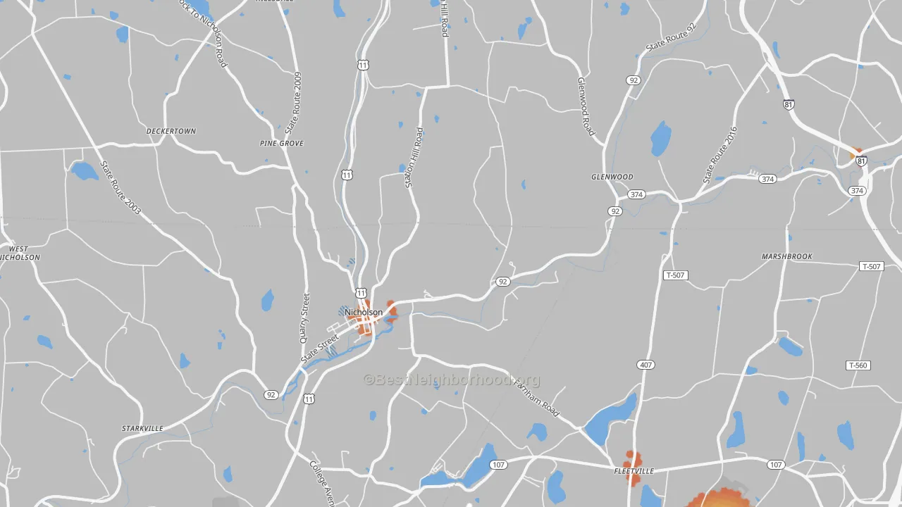 Bike Grade map of 18446, PA